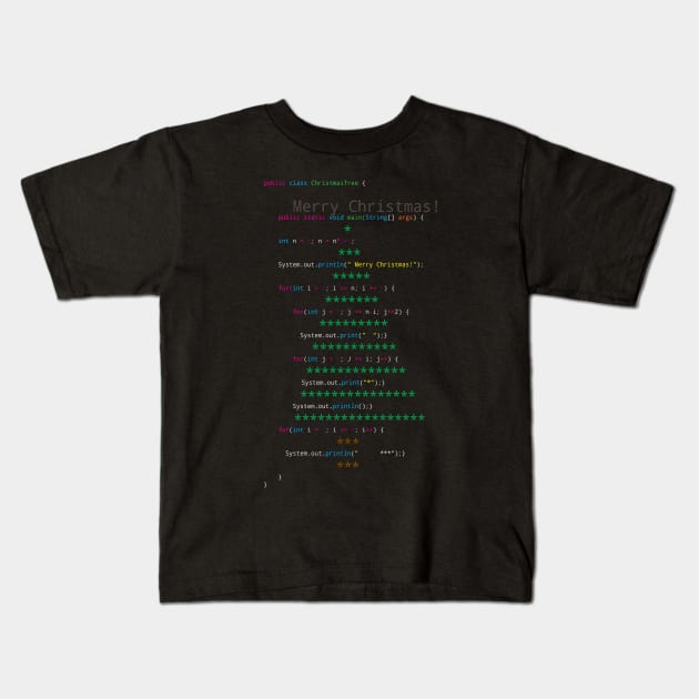 Programmers Christmas Tree Greeting Card - Merry Christmas Nerd & Geeks Kids T-Shirt by Quentin1984